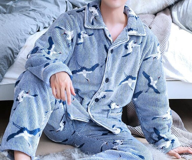 Long Sleeve Student Men Pajamas Set