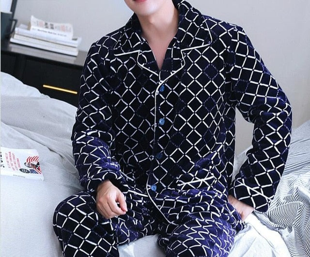 Long Sleeve Student Men Pajamas Set