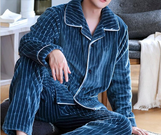 Long Sleeve Student Men Pajamas Set