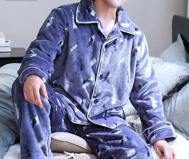 Long Sleeve Student Men Pajamas Set