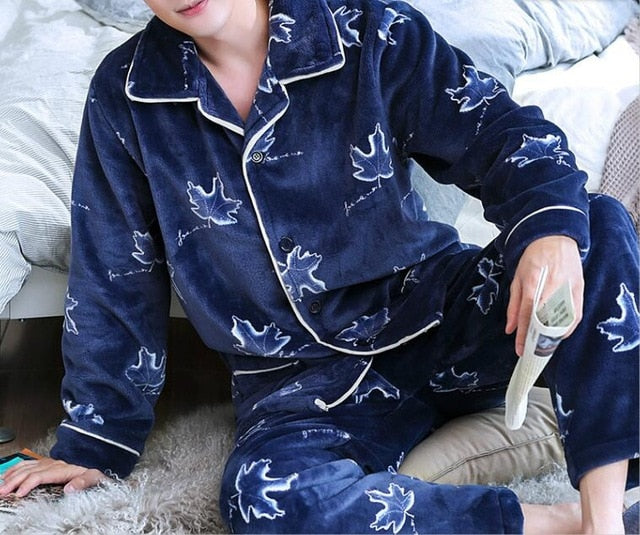 Long Sleeve Student Men Pajamas Set