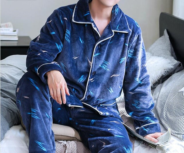 Long Sleeve Student Men Pajamas Set