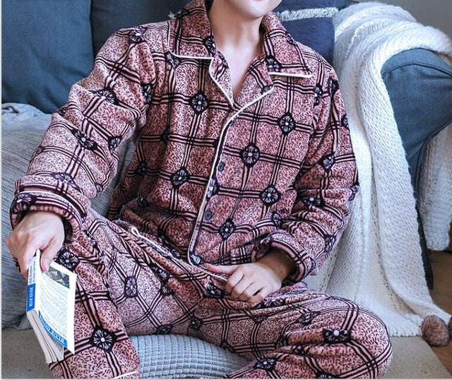 Long Sleeve Student Men Pajamas Set
