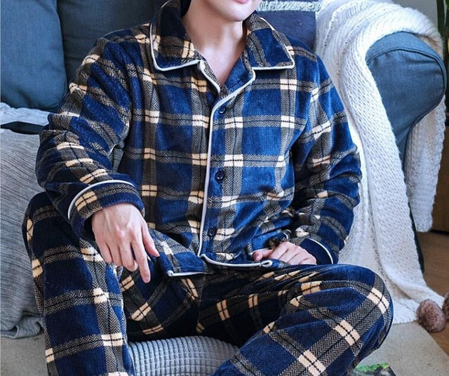 Long Sleeve Student Men Pajamas Set