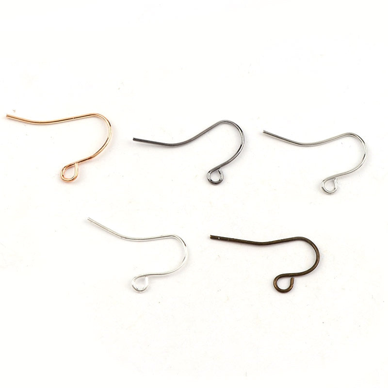 20x8mm Fashion Iron Ear Hook Wire Clasp No Bead Round Ball Charms Earring Hooks Ear Studs Wires DIY Earring Earstud Findings - Shopeasywear