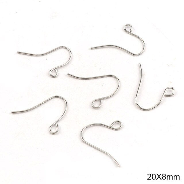 20x8mm Fashion Iron Ear Hook Wire Clasp No Bead Round Ball Charms Earring Hooks Ear Studs Wires DIY Earring Earstud Findings - Shopeasywear