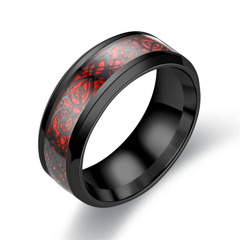 Red Black Dragon Stainless Steel Rings - Shopeasywear