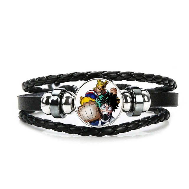 Boku No Hero Academia Bracelet My Hero Academia Charms Bracelet Kids Boy Punk Multilayer Leather Bracelets Jewelry - Shopeasywear