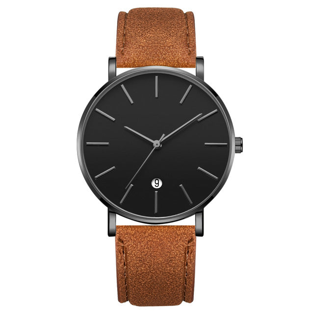 Synthetic Leather Analog Quartz Watch - Shopeasywear