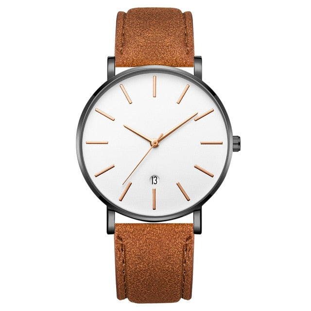 Synthetic Leather Analog Quartz Watch - Shopeasywear
