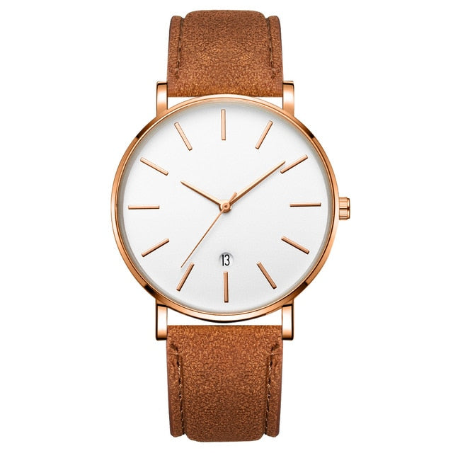 Synthetic Leather Analog Quartz Watch - Shopeasywear