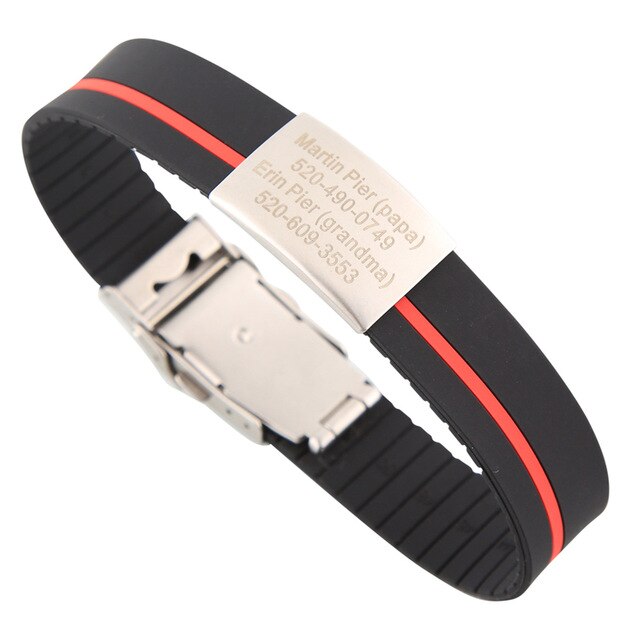 Custom Children ID Bracelet Child Engraved Identification Bracelets Baby SOS Wrist Band Kids Boys ID Safety Silicone Wristbands - Shopeasywear