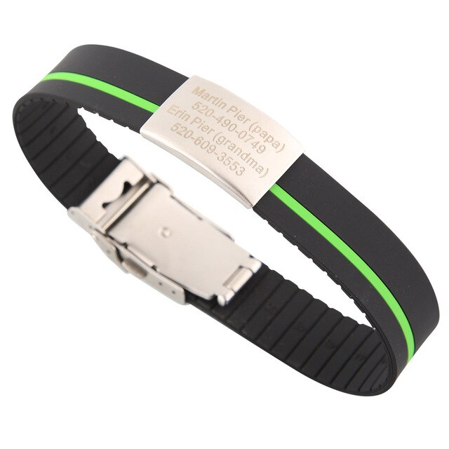 Custom Children ID Bracelet Child Engraved Identification Bracelets Baby SOS Wrist Band Kids Boys ID Safety Silicone Wristbands - Shopeasywear