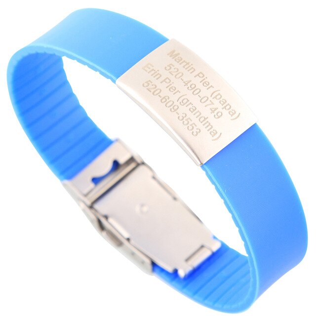Custom Children ID Bracelet Child Engraved Identification Bracelets Baby SOS Wrist Band Kids Boys ID Safety Silicone Wristbands - Shopeasywear