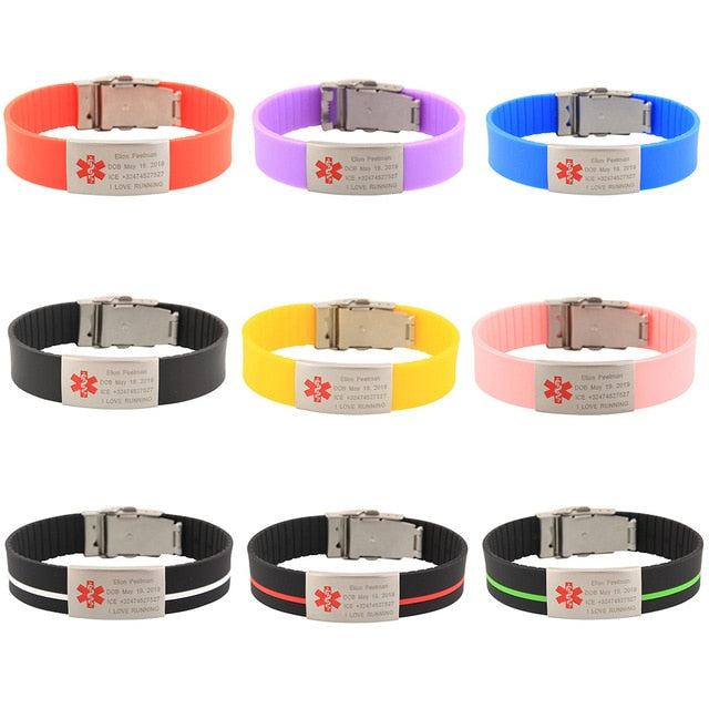 Custom Children ID Bracelet Child Engraved Identification Bracelets Baby SOS Wrist Band Kids Boys ID Safety Silicone Wristbands - Shopeasywear