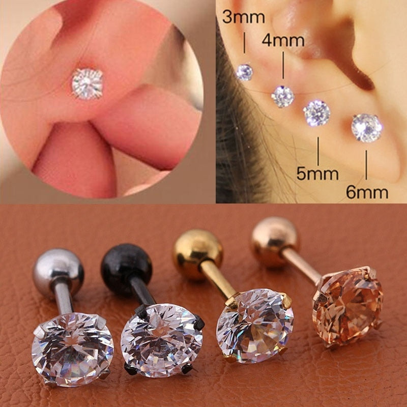 Medical titanium needle True zircon Earrings - Shopeasywear