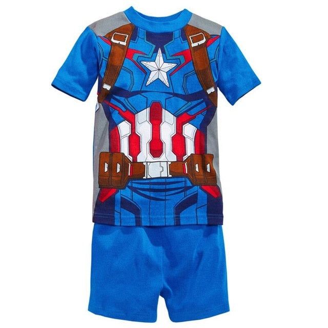 Captain America Summer Short Sleeve Children Pajamas