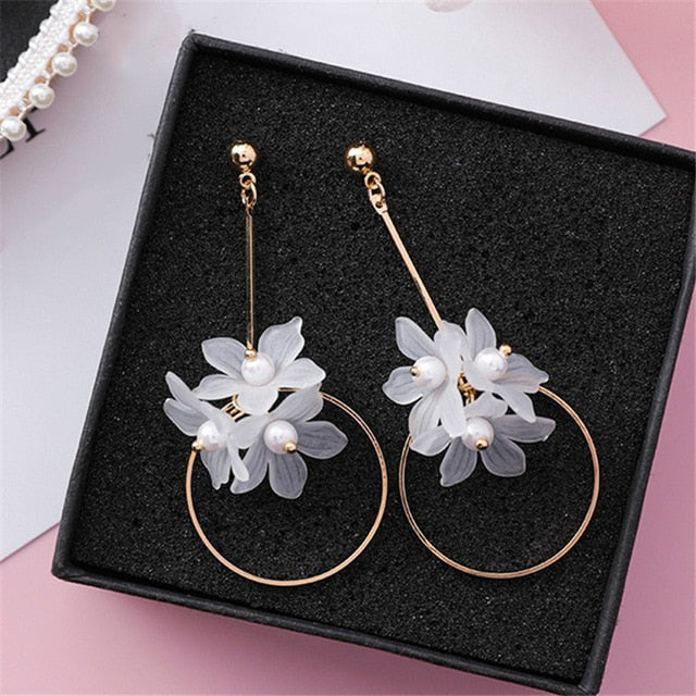 Fashion Trendy earrings flowers stud earrings for women Vintage creative temperament contracted woman stud earrings fine jewelry - Shopeasywear