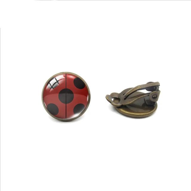 Ladybug Insect Glass Clip Earrings - Shopeasywear