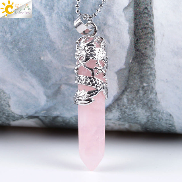 Hexagonal Crystal Quartz Pendant - Shopeasywear
