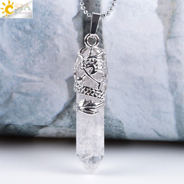 Hexagonal Crystal Quartz Pendant - Shopeasywear