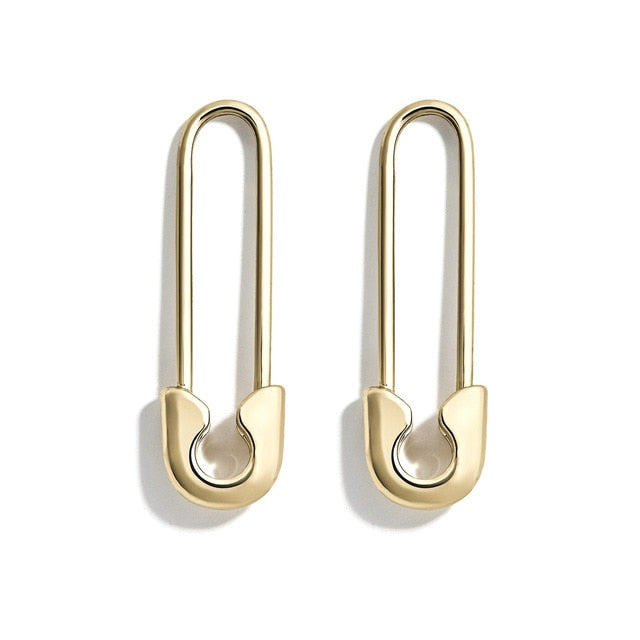 Female Safety Pin Crystal CZ Earrings - Shopeasywear