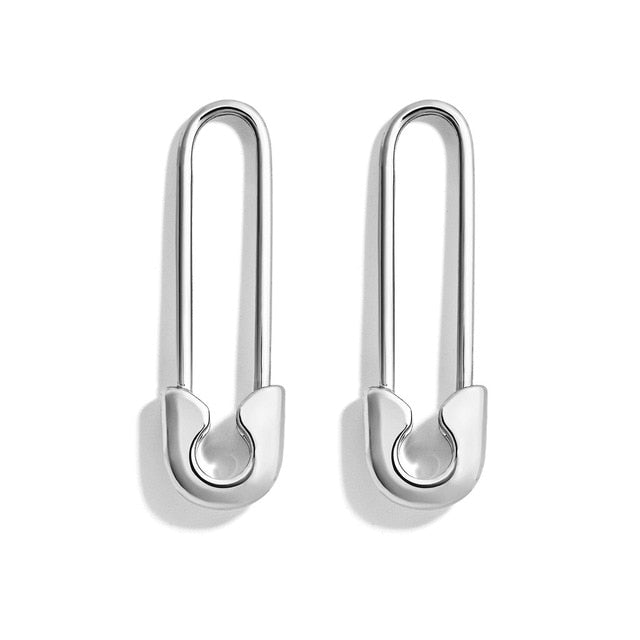 Female Safety Pin Crystal CZ Earrings - Shopeasywear