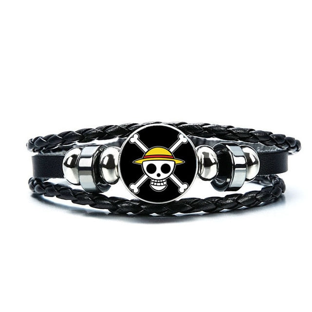 Anime One Piece Bracelet Luffy Zoro Ace Charms Bracelet Kids Boy Punk Multilayer Leather Bracelets Jewelry - Shopeasywear