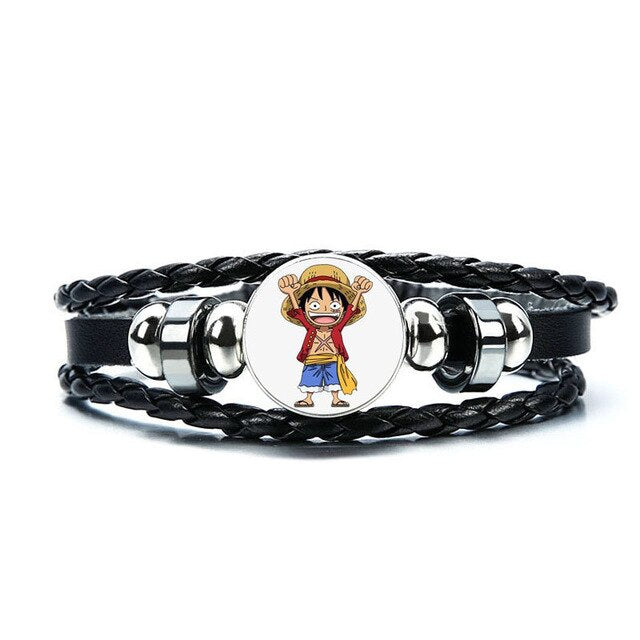 Anime One Piece Bracelet Luffy Zoro Ace Charms Bracelet Kids Boy Punk Multilayer Leather Bracelets Jewelry - Shopeasywear