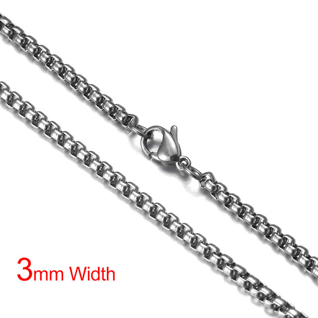 Stainless Steel Necklace Box Chain with Lobster Clasp Silver Tone Jewelry DIY Making Finished Chains Men's Accessories 2-4mm - Shopeasywear