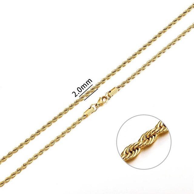2mm-7mm Rope Chain Necklace - Shopeasywear