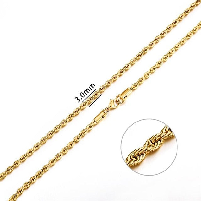 2mm-7mm Rope Chain Necklace - Shopeasywear