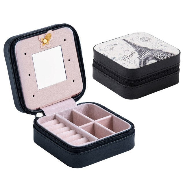 Guanya Newest Mini Stud Earrings Rings Jewelry Box Useful Makeup Organizer With Zipper Travel Portable Display Case Women's Gift - Shopeasywear