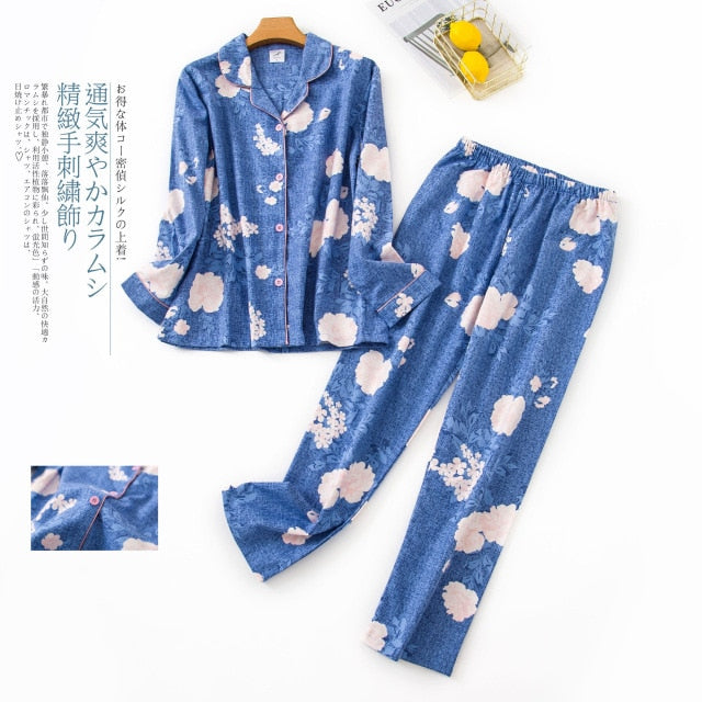 Korea Cute Cartoon 100% Cotton Pajamas For Women