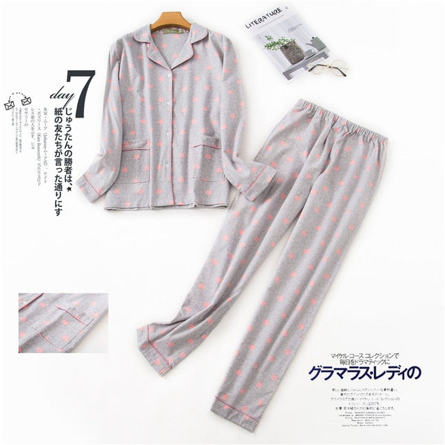 Korea Cute Cartoon 100% Cotton Pajamas For Women