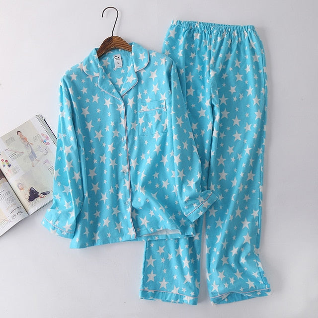 Korea Cute Cartoon 100% Cotton Pajamas For Women