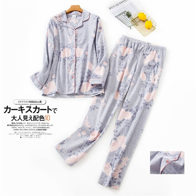 Korea Cute Cartoon 100% Cotton Pajamas For Women