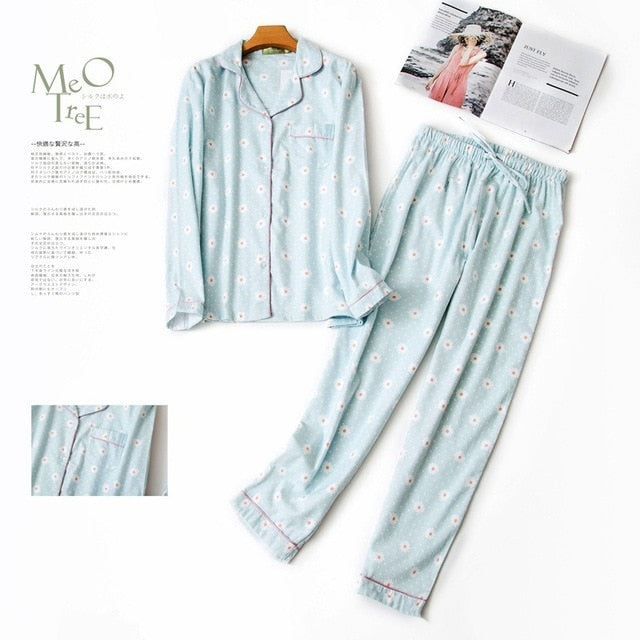 Korea Cute Cartoon 100% Cotton Pajamas For Women