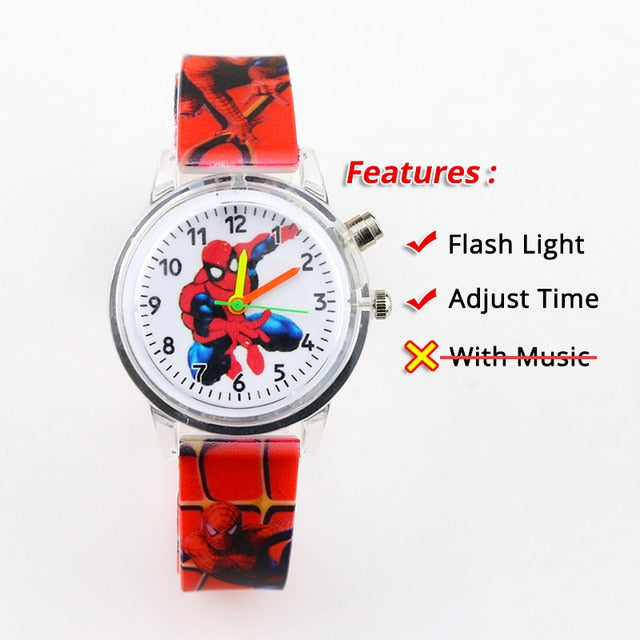 Colorful Flash Light Spiderman Kids Watches - Shopeasywear