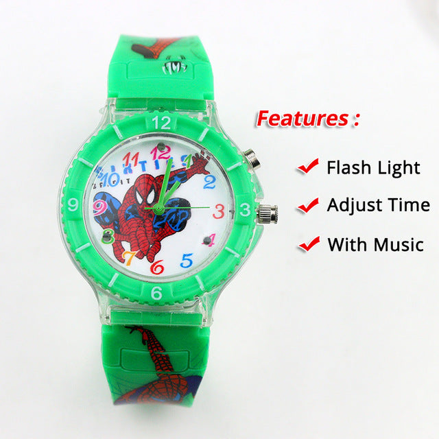 Colorful Flash Light Spiderman Kids Watches - Shopeasywear