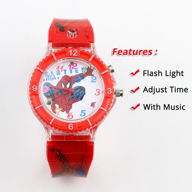 Colorful Flash Light Spiderman Kids Watches - Shopeasywear