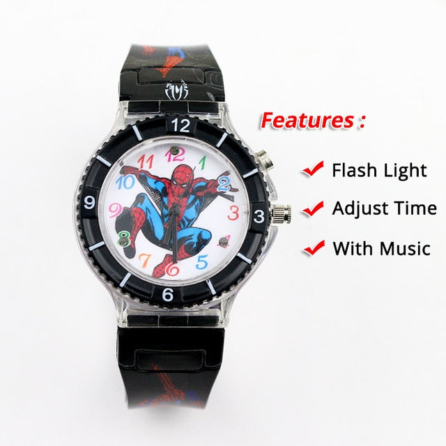 Colorful Flash Light Spiderman Kids Watches - Shopeasywear