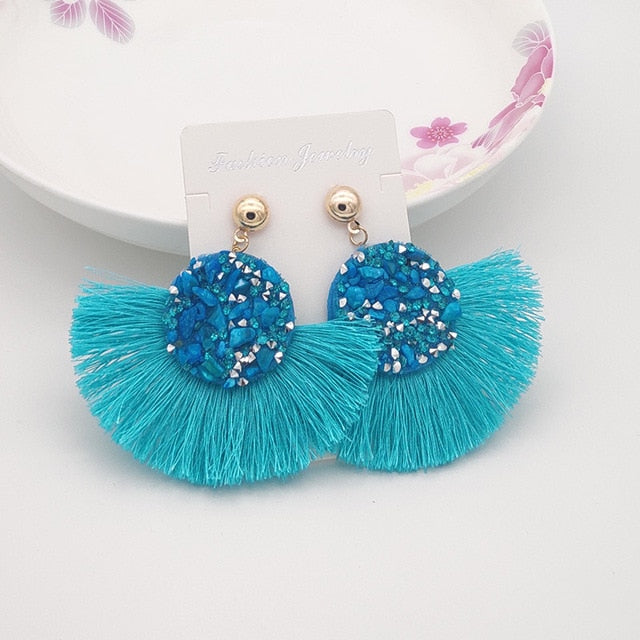 Shiny Crystal Tassel Earrings Handmade Rhinestone Pendant Statement Long Fringe Earrings for Women Fashion Jewelry 2019 - Shopeasywear