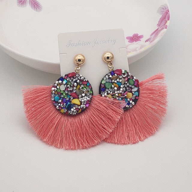 Shiny Crystal Tassel Earrings Handmade Rhinestone Pendant Statement Long Fringe Earrings for Women Fashion Jewelry 2019 - Shopeasywear