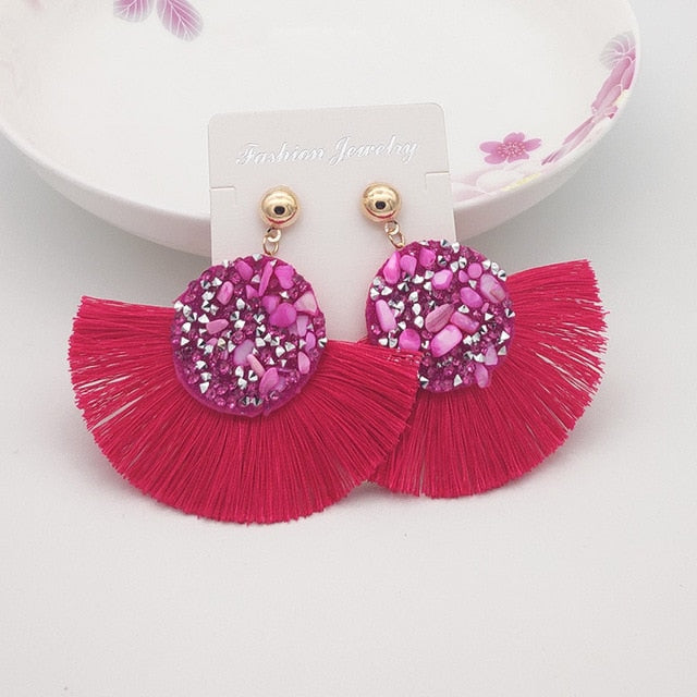Shiny Crystal Tassel Earrings Handmade Rhinestone Pendant Statement Long Fringe Earrings for Women Fashion Jewelry 2019 - Shopeasywear