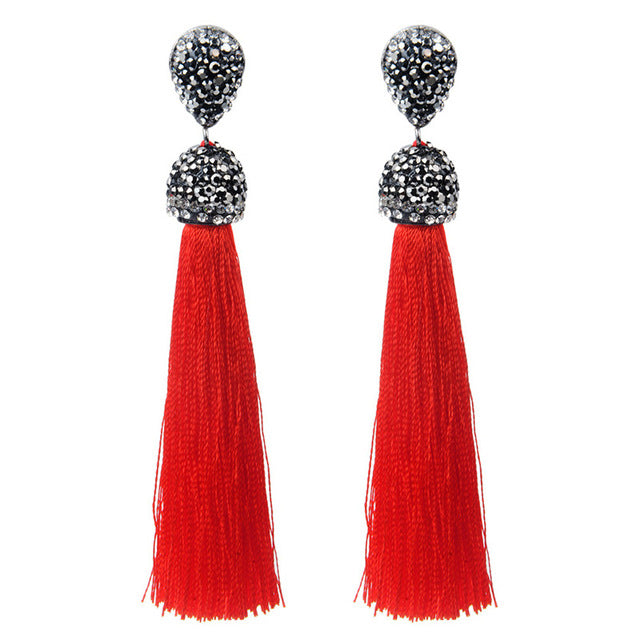 Shiny Crystal Tassel Earrings Handmade Rhinestone Pendant Statement Long Fringe Earrings for Women Fashion Jewelry 2019 - Shopeasywear
