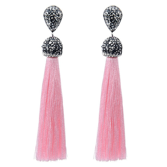 Shiny Crystal Tassel Earrings Handmade Rhinestone Pendant Statement Long Fringe Earrings for Women Fashion Jewelry 2019 - Shopeasywear
