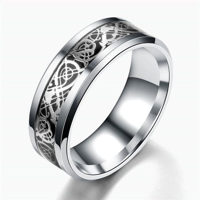 Red Black Dragon Stainless Steel Rings - Shopeasywear