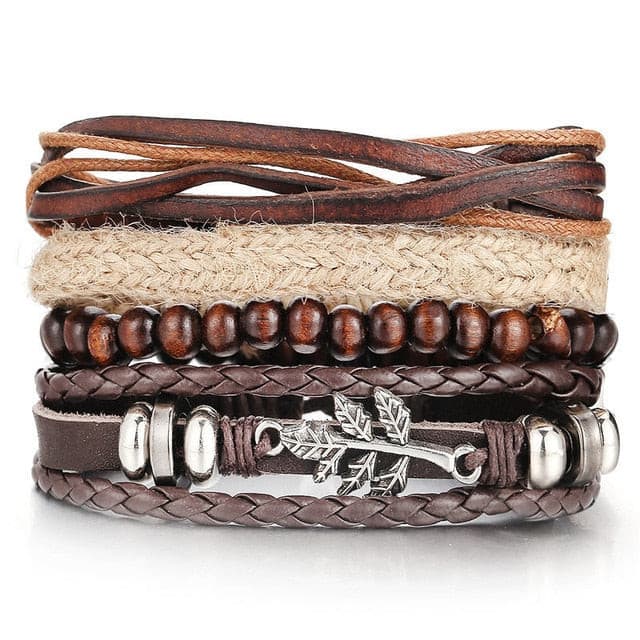 Leaf Feather Multi layer Leather Bracelet - Shopeasywear