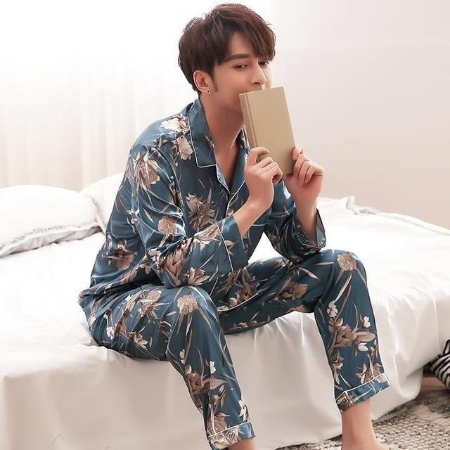 Silk Satin  Couple Pajamas Set